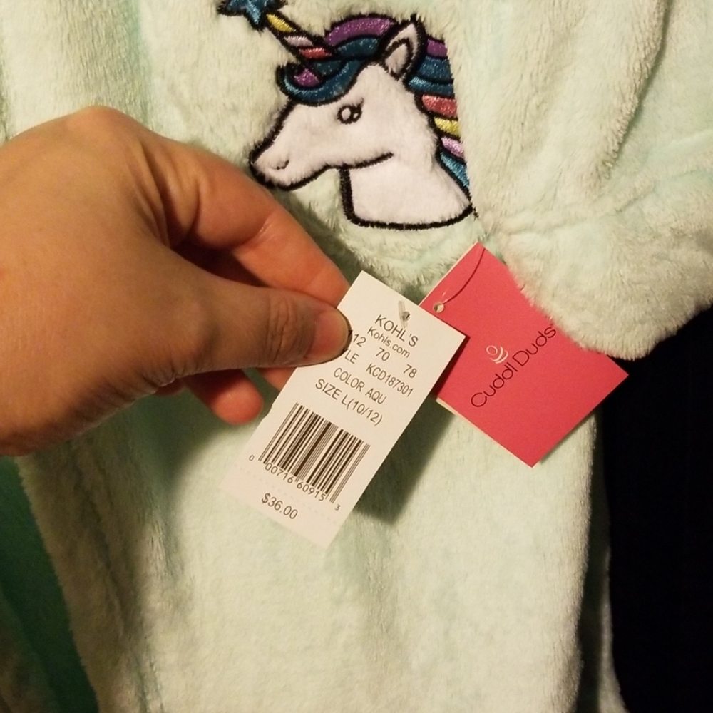Adorable NWT Cuddle Duds Unicorn Robe Sz girls Lg - Picture 4 of 7